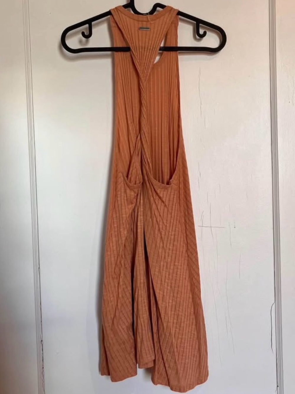 Billabong Ribbed Twist-Back Dress in Rust Orange